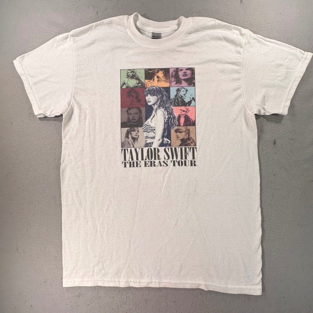 Taylor Swift The Eras Tour Graphic T-Shirt White Gildan DryBlend Medium
